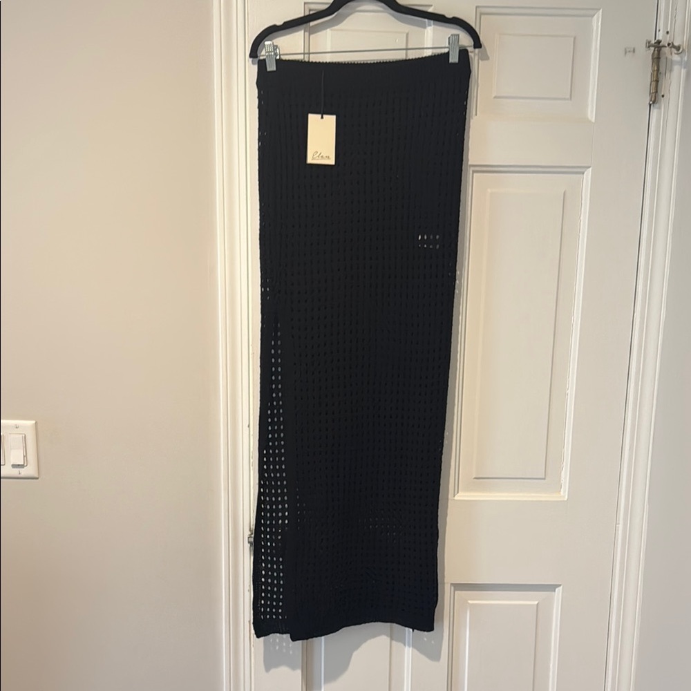 Elan Black Crochet Cover Up Skirt